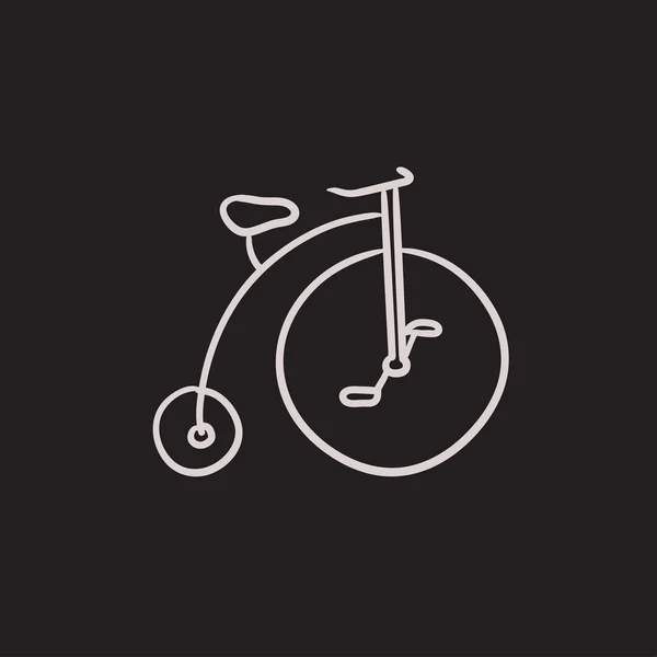 Régi kerékpár-és big wheel vázlat ikon. — Stock Vector