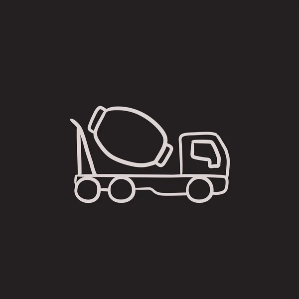Concrete mixer camion schizzo icona . — Vettoriale Stock