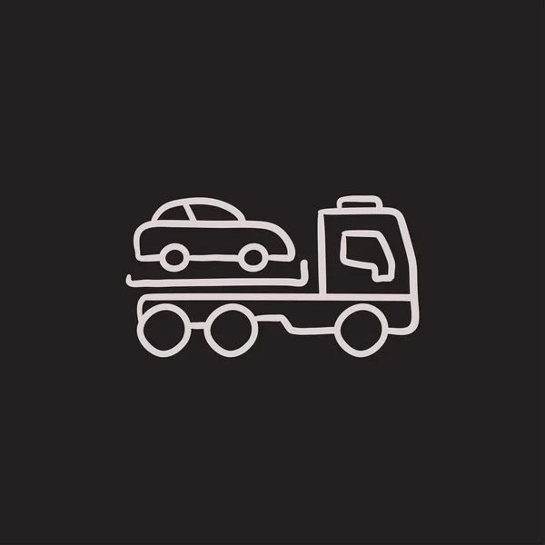 Holowanie samochodów ciężarowych szkic ikona. — Wektor stockowy