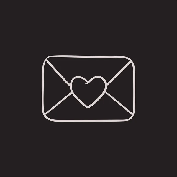 Envelope with heart sketch icon. — Stock Vector