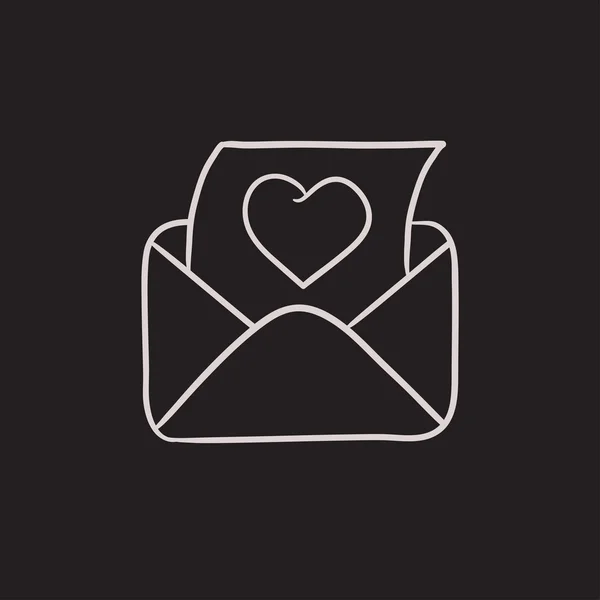 Open envelope with heart sketch icon. — Stock Vector