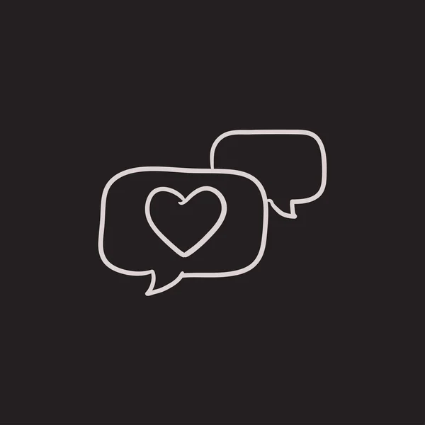 Heart in speech bubble sketch icon. — Stock Vector