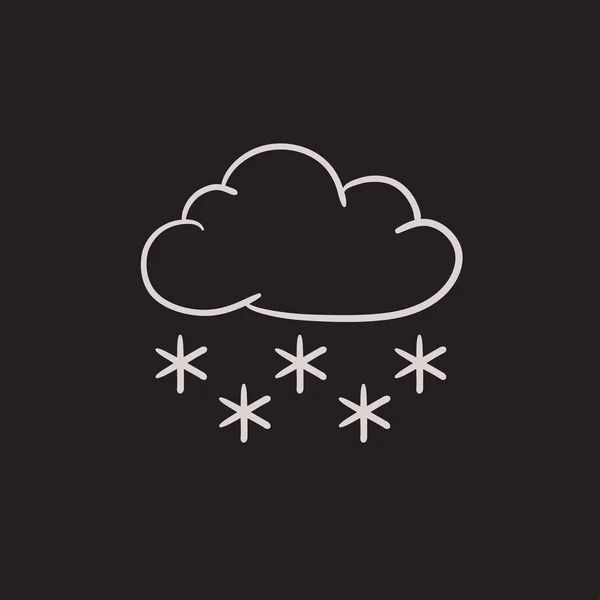 Nuage avec icône de croquis de neige . — Image vectorielle