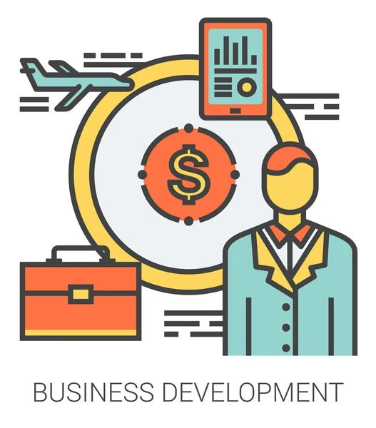 Business development line icons. — Stock Vector