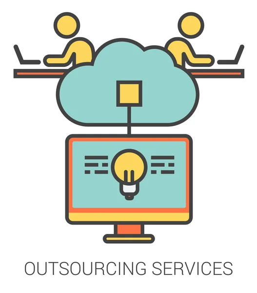 Outsourcing szolgáltatások vonal ikonok. — Stock Vector