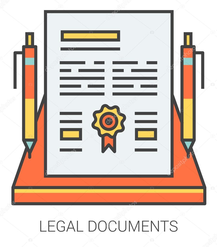 Legal documents line icons.