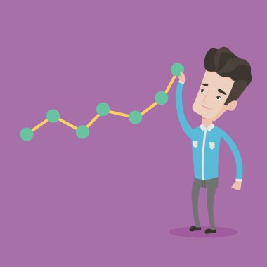 Grafik yukarı bakarak işadamı.