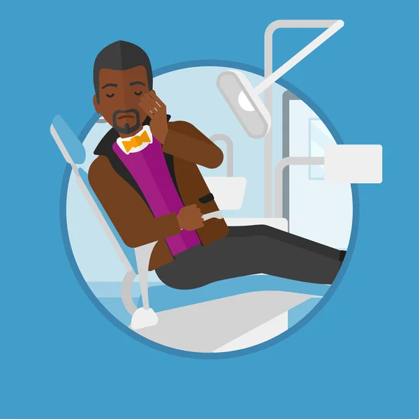 Homem sofrendo na ilustração do vetor da cadeira dental . — Vetor de Stock