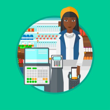 Müşteri ödeme kablosuz ile smartphone.