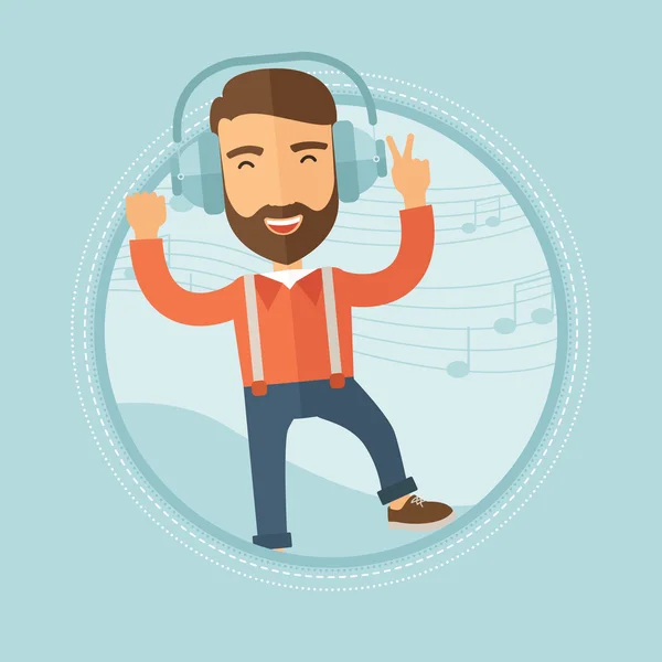 Man in headphones dancing vector illustration. — Stock Vector