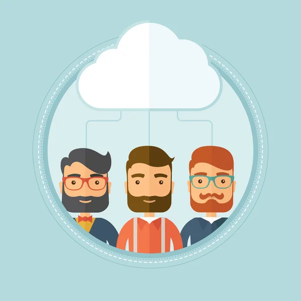 Businessmen and cloud computing technologies. — Stock Vector