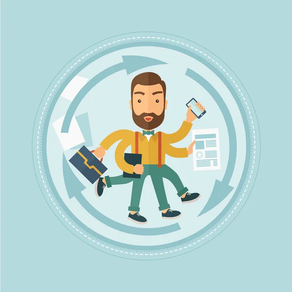 Man omgaan met multitasking vectorillustratie. — Stockvector