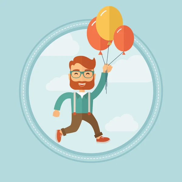 Empresário voando para longe em bando de balões . —  Vetores de Stock