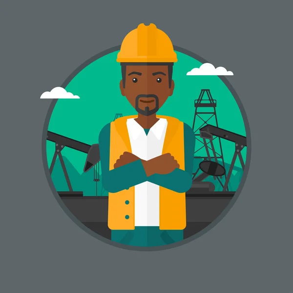 Ilustración de vectores de trabajadores petroleros confiados . — Vector de stock