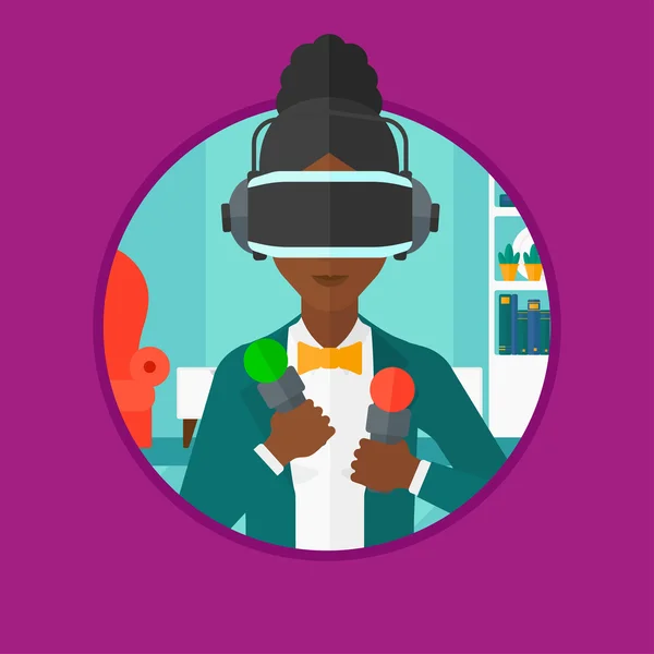 Vrouw met een virtual reality-headset. — Stockvector