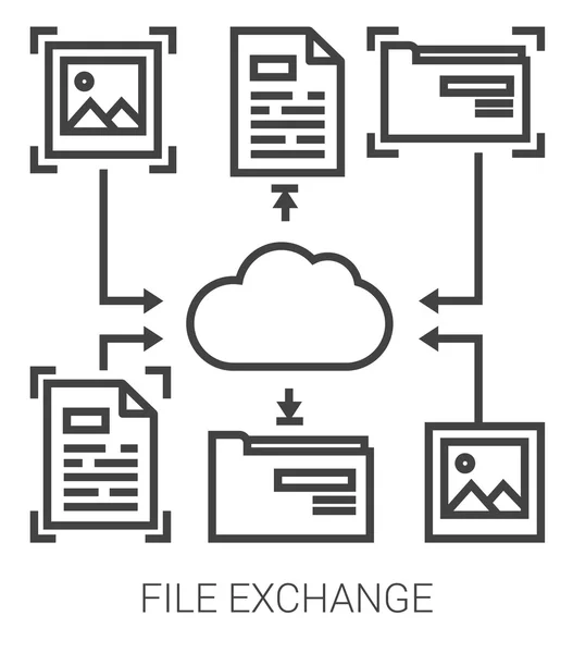Infographie de ligne d'échange de fichiers . — Image vectorielle