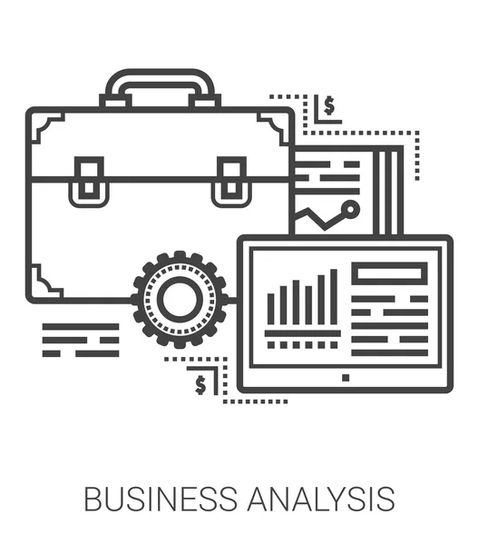 Iconos de línea de análisis empresarial . — Vector de stock