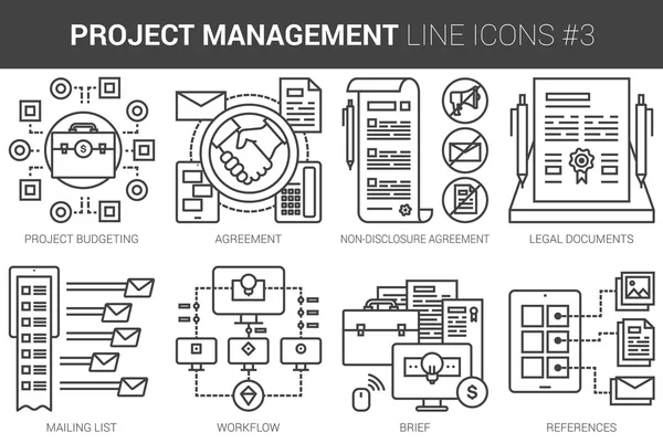 Conjunto de iconos de línea de gestión . — Archivo Imágenes Vectoriales