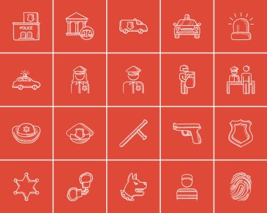 Polis çizim simgesi seti.