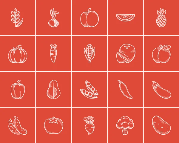 Healthy food sketch icon set.