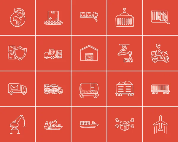 Industrie schets icon set. — Stockvector