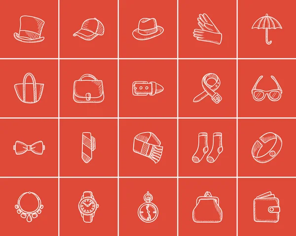 Accessories sketch icon set. Stock Vector