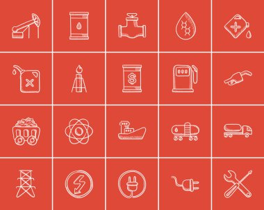 Ekoloji çizim simge seti.