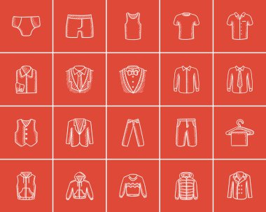Clothes for men sketch icon set. clipart