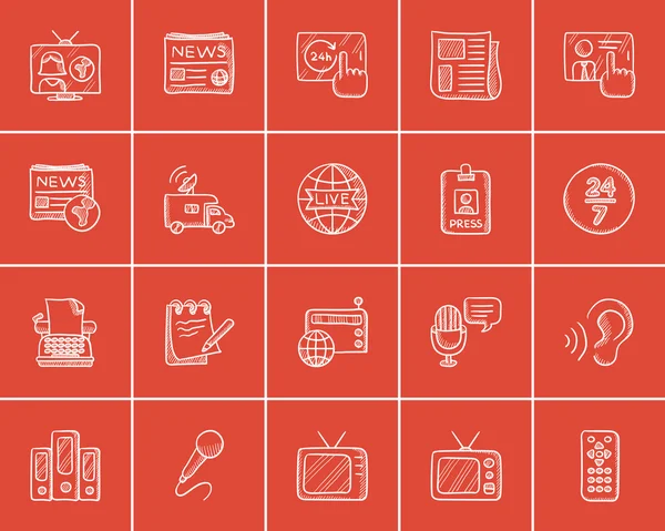 Medien skizzieren Icon Set. — Stockvektor