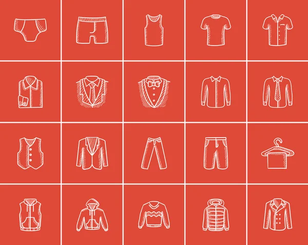 Ropa para hombres bosquejo icono conjunto . — Archivo Imágenes Vectoriales