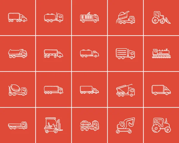 Conjunto de iconos de boceto de transporte . — Vector de stock