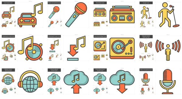 Conjunto de iconos de línea de música . — Vector de stock