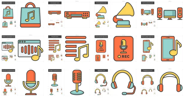 Music line icon set. — Stock Vector