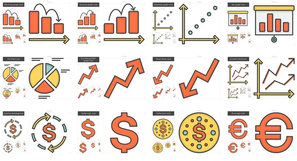 Ikonuppsättning för affärslinje. — Stock vektor