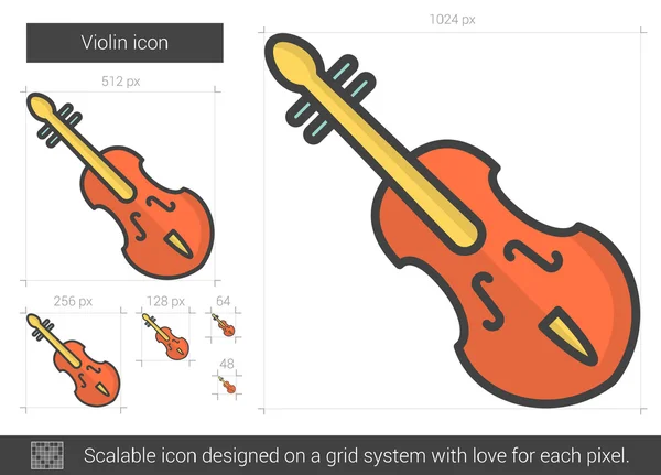 Icono de línea violín . — Vector de stock