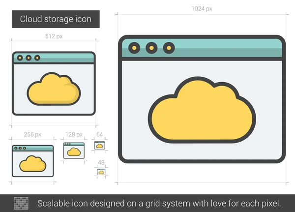 Icono de línea de almacenamiento en nube. — Archivo Imágenes Vectoriales