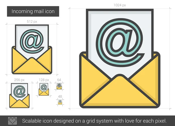 들어오는 메일 라인 아이콘. — 스톡 벡터
