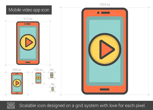 Zeilensymbol für mobile Video-App. — Stockvektor