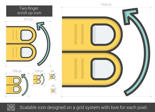 Двухпальцевая прокрутка вверх по иконке . — стоковый вектор