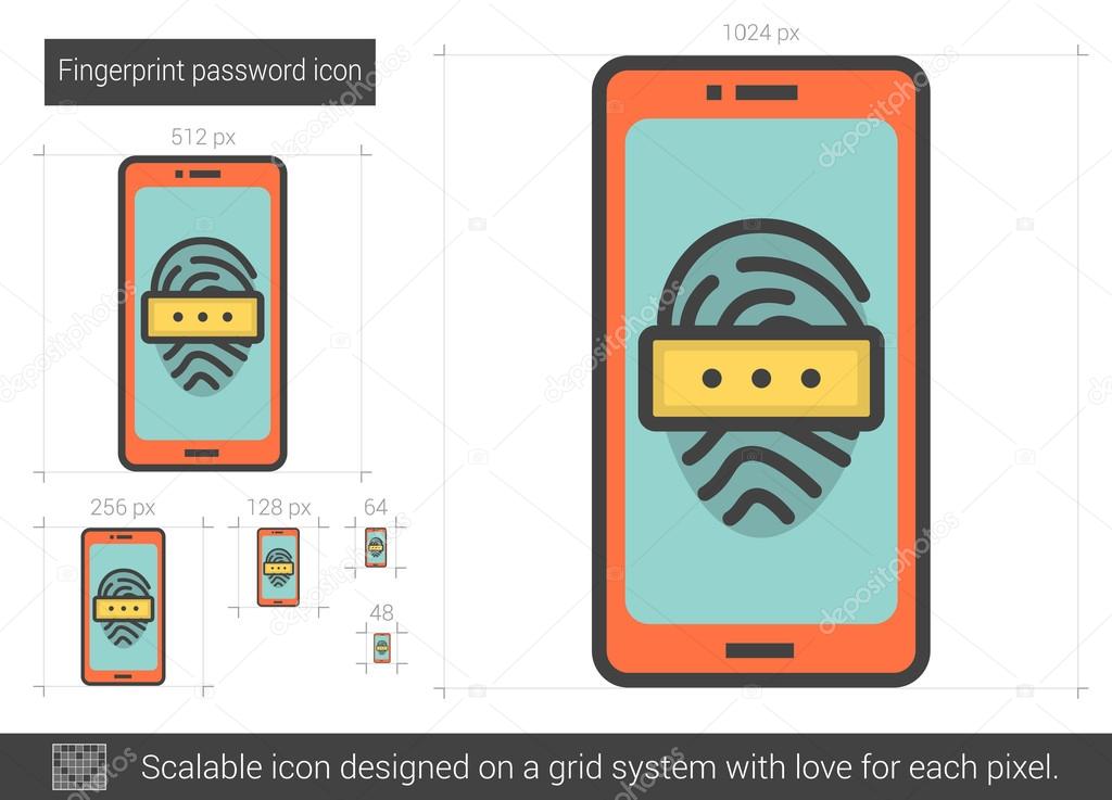 Fingerprint password line icon.