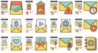 E-posta hattı Icon set.