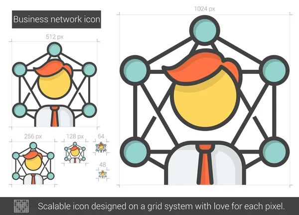 Business network line icon. — Stock Vector