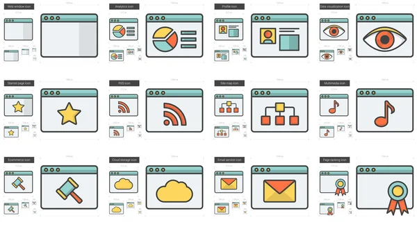 Набор значков линии приложения . — стоковый вектор