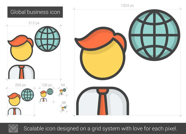 Ícone de linha de negócios global . —  Vetores de Stock