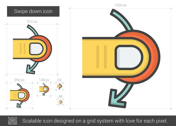 線のアイコンの下にスワイプ. — ストックベクタ