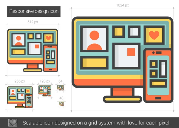 Ikone der Designlinie Responsive. — Stockvektor