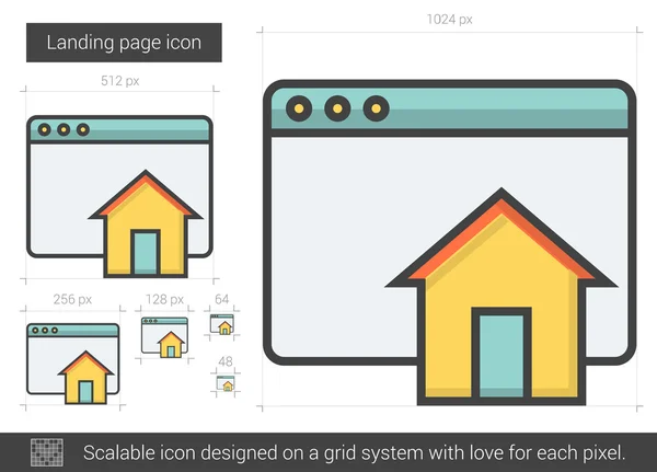 Icono de la línea de Landing Page. — Archivo Imágenes Vectoriales