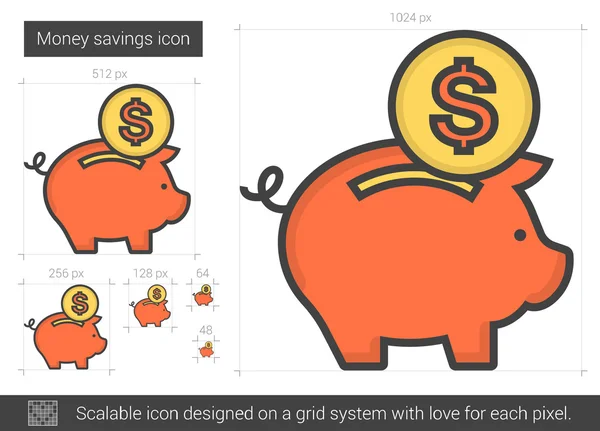 Money savings line icon. — Stock Vector