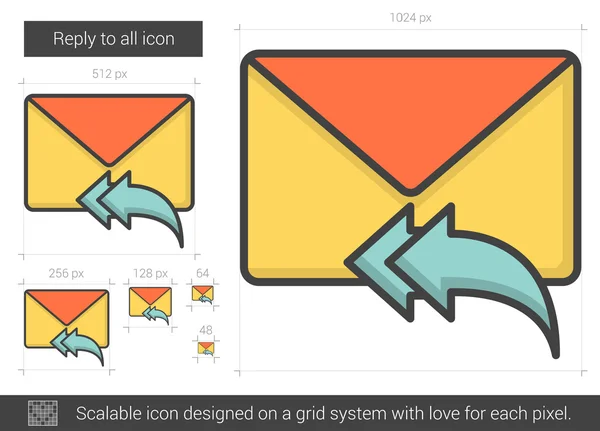 모든 라인 아이콘에 회신. — 스톡 벡터
