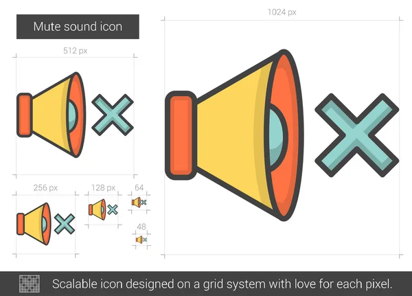 Icône de ligne sonore muette . — Image vectorielle